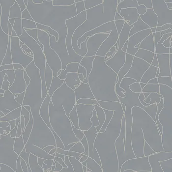 Tapeta Decoprint Grafická vliesová tapeta na zeď, obrysy postav, šedá, SO27046, Soleado, Decoprint, velikost 10,05 x 0,53 m