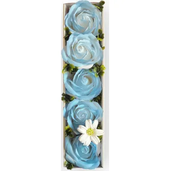 Mýdlo made by ANTEROS Dekorace Mýdlové květy v dárkovém boxu 5ks Modrý melír