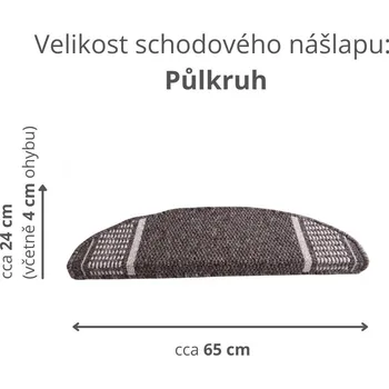 Nášlap na schod Schodové nášlapy PROMENADE Rozměr: 24x65 cm Půlkruh, Barva: Hnědá