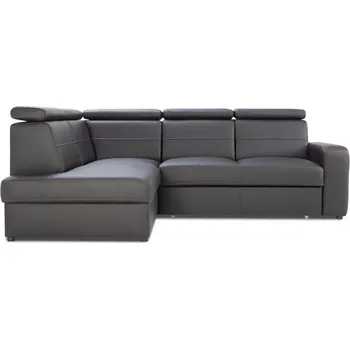 Sedací souprava Kožená rohová sedací souprava LUCIO II, levá, černá (černá nit)