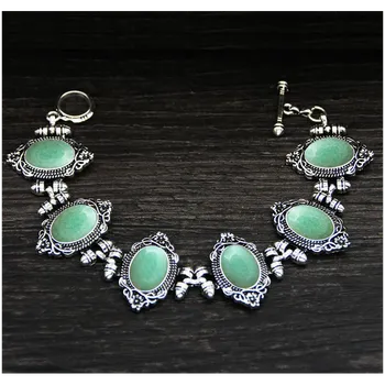 Náramek Orientální náramek s přírodními kameny Jadeit 20 cm