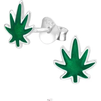 Náušnice Prosperk Náušnice stříbrné list konopí S5173