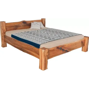 Postel Masivní designová postel DANTINA s úložným prostorem z jilmového dřeva, 200x180