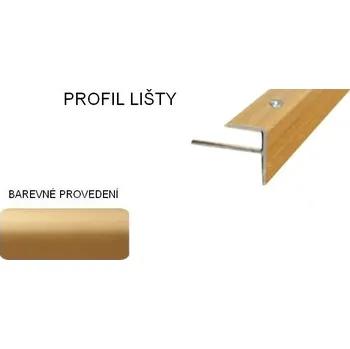 přechodová lišta A 60 SCHODOVÉ LIŠTY - ŠROUBOVACÍ, 23×15 mm Barva: Zlatá, Zvolte délku: 120 cm