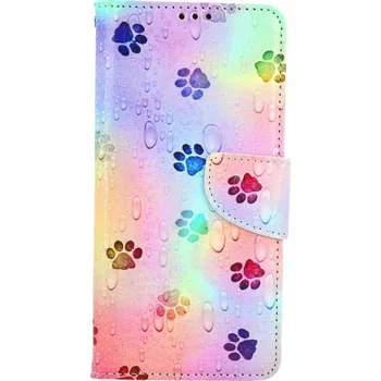 Pouzdro na mobilní telefon Pouzdro Samsung A55 knížkové Tlapky (kryt neboli obal na Samsung A55)