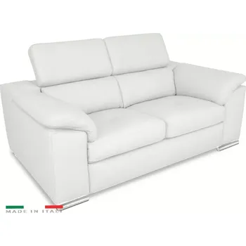 Pohovka Moderní kožená pohovka LOREN II (2P), bílá (madras - 122 white)