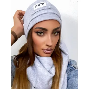 Šála Luxusní tepláková VSB set šála + čepice šedá s bílou, VELIKOST UNI