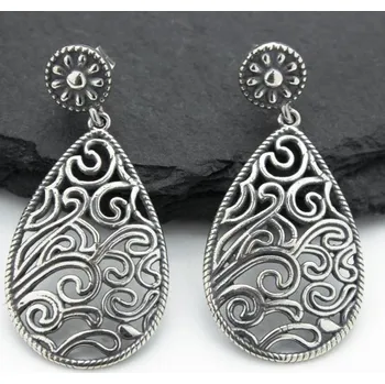 Šperk Orientální náušnice velké kapky filigránové ze stříbra