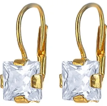 Náušnice Argento 65222 Pozlacené stříbrné náušnice - čirý zirkon ve tvaru čtverce