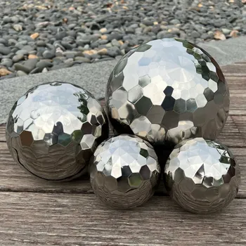 Ocelové koule lesklé sada 4 ks - 2x10 cm, 1x15 cm, 1x20 cm design broušený diamant