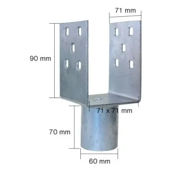 Zemní vrut OZY Nástavec na zemní šrouby "U" 70x70x90x60mm