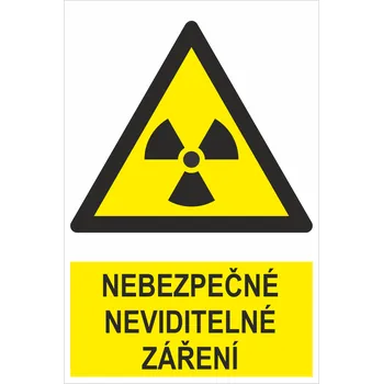 Nebezpěčné neviditelné záření ISO 7010 samolepící vinylová fólie 200x150 mm
