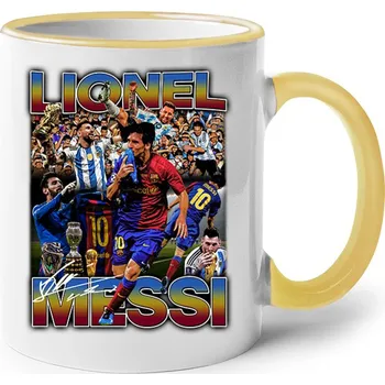 Keramický hrnek Lionel Messi, Barva Žlutá, Velikost 330 ml, Canvas Keramický hrnek s barevným uchem Bezvatriko.cz 2657