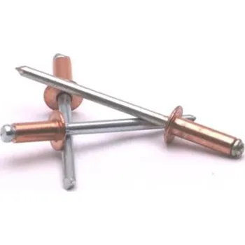 Nýt Rivet Factory 1101401002 - Nýt trhací pr. 4,0 x 10 mm, plochá hlava Cu/St = měděný nýt - ocelový trn, otevřený