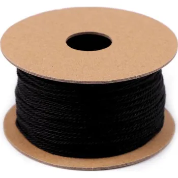 Stuha Kroucená šňůrka 1,2 mm/25 m - černá