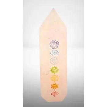 Růženínová špice s čakrovými symboly – krystal pro lásku a harmonii