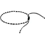 Textilní náramek Cierra handmade černý se stříbrnými korálky ONE1073BBLA