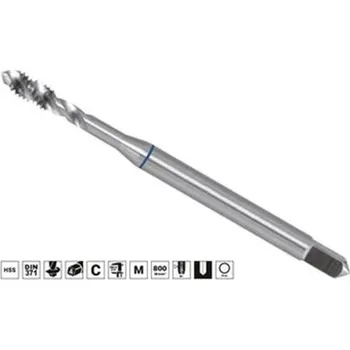 Závitořezný nástroj Ruko 234020 - Závitník strojní M 2 x 0,4 mm se šroubovicí 35°, HSS, typ 3044, DIN 371 ISO2 (6H)