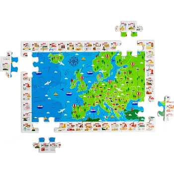 Puzzle Bigjigs Toys dřevěné podlahové puzzle mapa evropy – 48 dílků