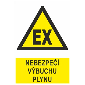 Značení POZOR ! Nebezpečí výbuchu plynu samolepící vinylová fólie 300x200mm