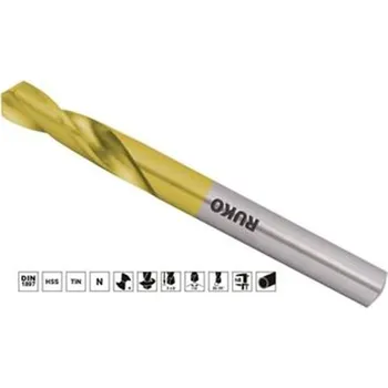Vrták Ruko 202100T - Vrták do kovu pr. 10,0 mm délka 89/43 mm válcová stopka, krátký, DIN1897, vybrušovaný, HSS TiN