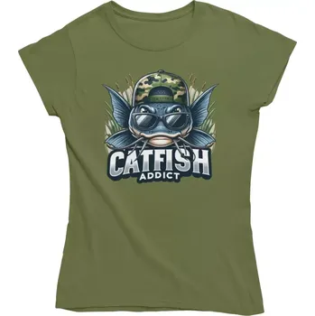 Dámské tričko Dámské rybářské tričko Catfish Addict khaki