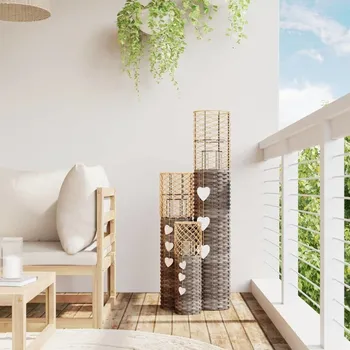 Lucerna vidaXL Svícny 3 ks šedé proutí [364360]