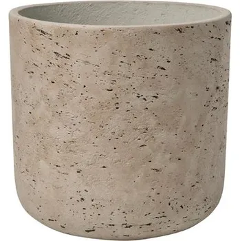 Květináč Pottery Pots Venkovní květináč kulatý Charlie L, Grey Washed (barva šedobéžová), kolekce Rough, materiál Fiberclay, průměr 25 cm x v 24 cm