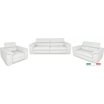 Sedací souprava Moderní kožená sedací souprava LOREN II 3+2+1, bílá (madras - 122 white)