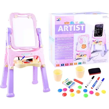 Magnetická kreslící tabulka Oboustranná tabule 2v1 magnetická křídová Růžová