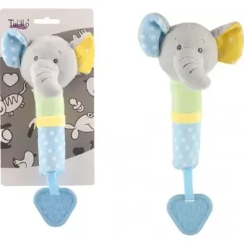 plyšák Tulilo plyšová hračka s pískátkem a kousátkem Sloník 17 cm modrá/šedá