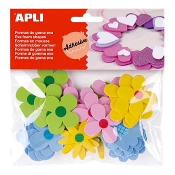 Výtvarná sada APLI pěnovka tvarová - květiny, samolepicí, mix barev