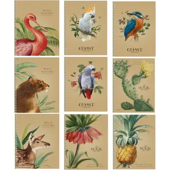 Astra Spirálový blok B6 "Wild nature", 80 listů, čtverečkovaný, mix motivů, 107020035