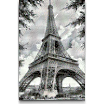 Diamantové malování Diamantové malování - Eiffelova věž z boku Velikost: 20x30cm, Rámování: Pouze srolované plátno, Diamanty: Kulaté