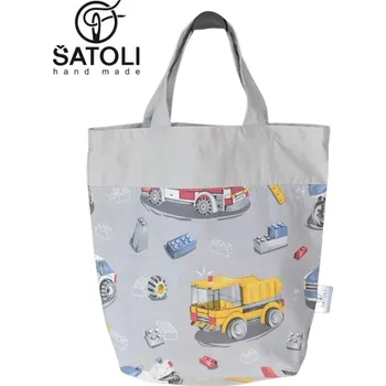 Nákupní taška Šatoli.cz Dětská nákupní taška Stavební stroje na šedé