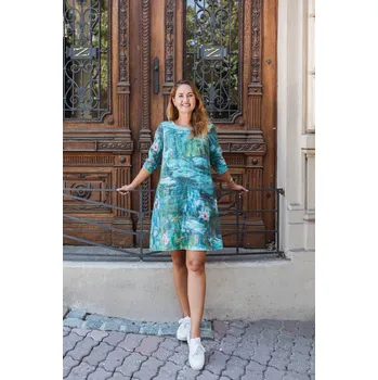 Dámské šaty Lněné 100% Lněné šaty Claude Monet Lekníny Velikost: EU 54