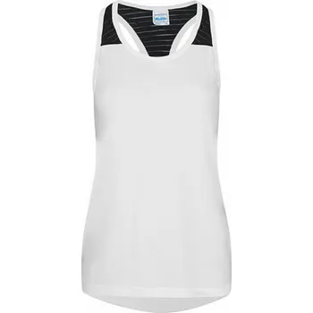 Just Cool Prodloužené dívčí funkční tílko na cvičení či sport Barva: bílá - černá, Velikost: XS JC027