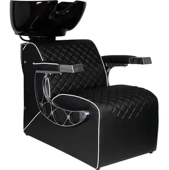 Kadeřnické křeslo Barber mycí box SIMONE - černý
