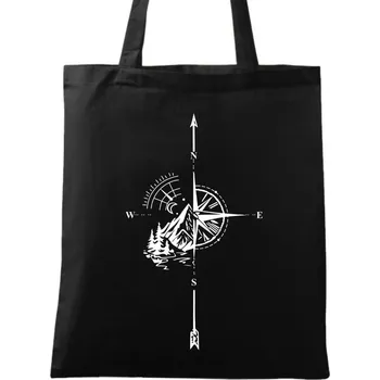 Bavlněná taška Kompas dobrodružství (Barva: Černá)