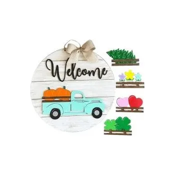 Plechová cedule Dřevěná cedule na dveře - Vítejte