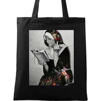 Bavlněná taška Jeptiška s knihou (Barva: Černá)
