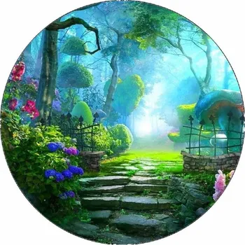 Jedlá dekorace na dort Jedlý papír kouzelná zahrada 19,5 cm