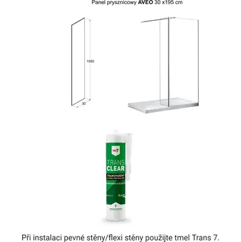 Pevná stěna AVEO a AVEO DUE - 30 cm (BCAVEO30) HOPA