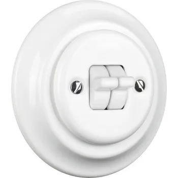 vypínač Elhard Kulatý keramický vypínač s páčkami č.5, bílý - kompletní