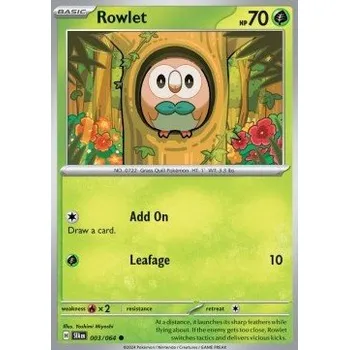 Karetní hra Pokémon SFA 003/064 Rowlet - Shrouded Fable Stav: Near Mint, Verze: REVERSE HOLO