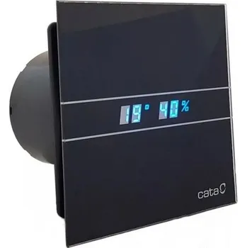 ventilátor do koupelny Axiální ventilátory na zeď či do stropu E100 GBTH, HYGRO, s časovačem, sklo černé (9637) HOPA