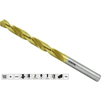 Vrták Ruko 250030T - Vrták do kovu pr. 3,0 mm délka 61/33 mm válcová stopka, středně dlouhý, vybrušovaný, HSS TiN