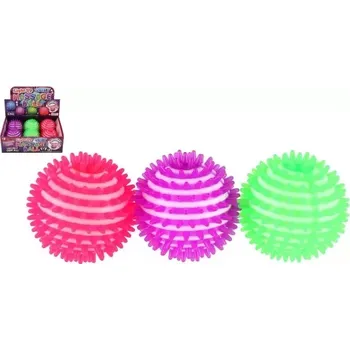 Dětský míč Míček masážní antistresový guma 8cm na baterie se světlem