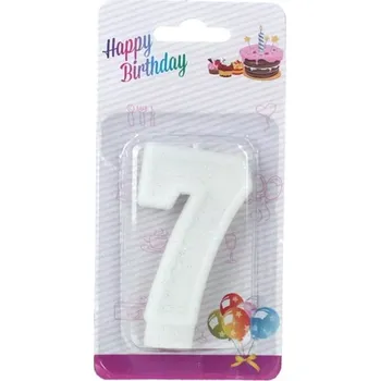 Dortová svíčka Narozeninová svíčka číslice 9 bílá s třpytkami