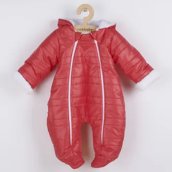 Kojenecká kombinéza Zimní kojenecká kombinéza s kapucí a oušky New Baby Pumi red raspberry, vel. 74 (6-9m)